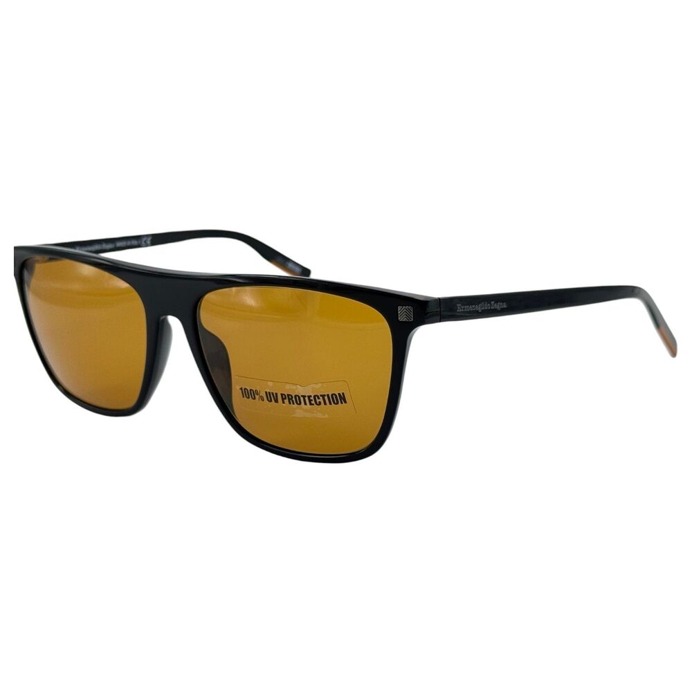 Ermenegildo Zegna EZ0169 Mens Plastic Sunglass 01E Shiny Black 58-16 w Brown